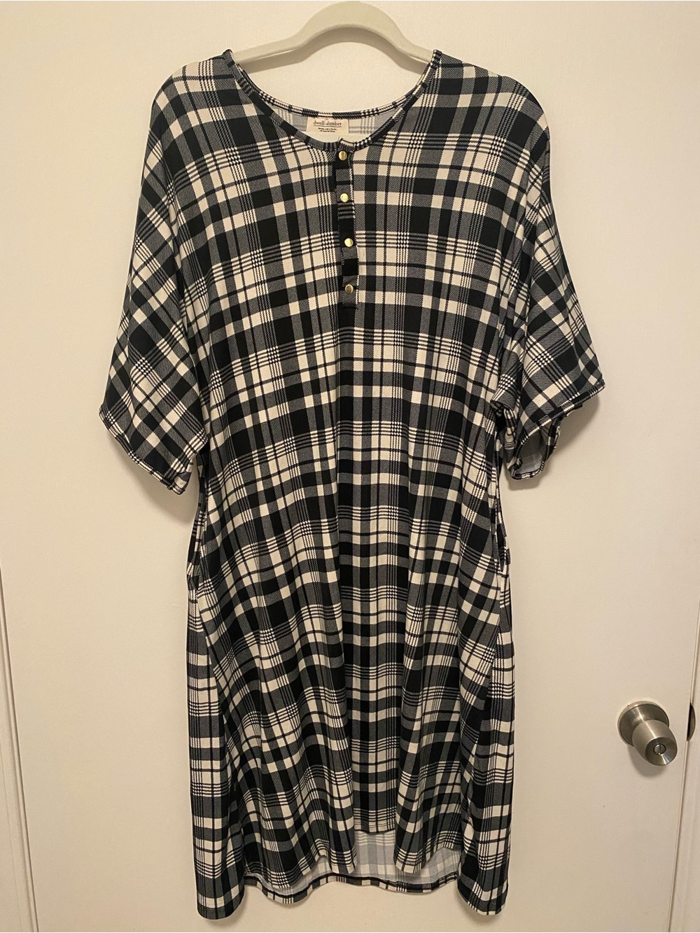 Dwell + Slumber Plaid Caftan Nightgown Modern House Dress Maternity XS/S